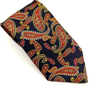 Benjamin James - Men's Tie - Silk Navy Blue Paisley - Made in England - 56" Long